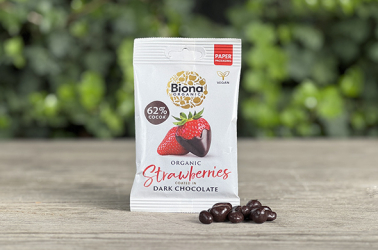 Picture of Dark Chocolate Coated Strawberries OUT OF STOCK £2.91 -Biona