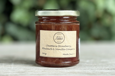 Nikki's Homemade Strawberry Rhubarb and Vanilla Jam 240g (not organic) Picture of Nikki's Homemade Strawberry Rhubarb and Vanilla Jam 240g (not organic)