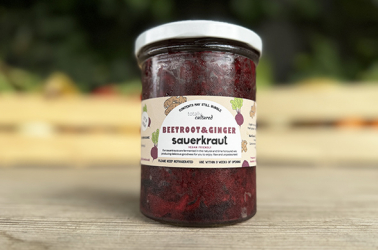 Picture of Totally Cultured Beetroot and Ginger Sauerkraut 420ml (non organic) OUT OF STOCK £5.55